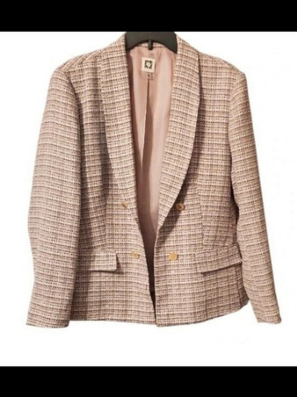 Anne Klein Women's Checkered Blazer Pink & Black Size XL